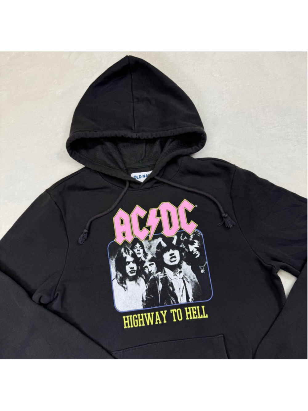 Men's Old Navy AC/DC Highway To Hell Hoodie Medium Black Pink